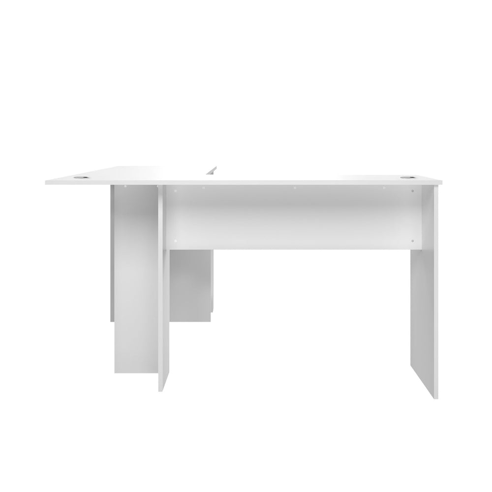 Oikiture L-shape Computer Desk Home Office Writing Desk w/ Storage Shelves White