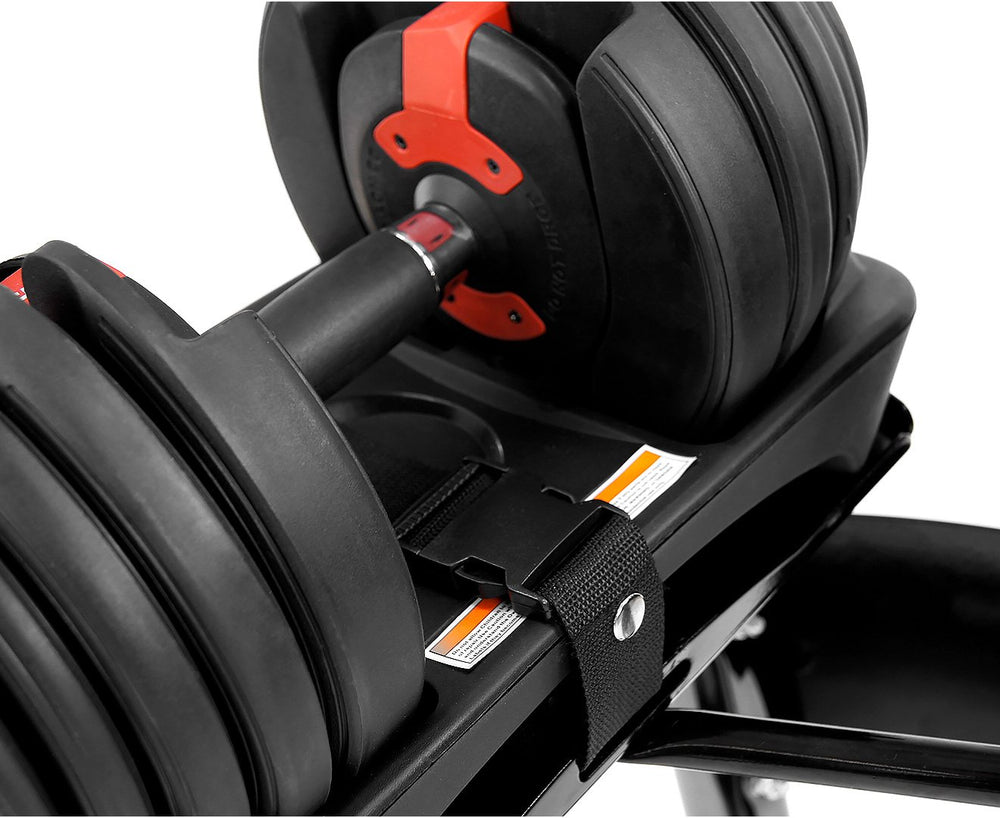 Powertrain 2x 24kg Adjustable Dumbbell Set with Stand - Red