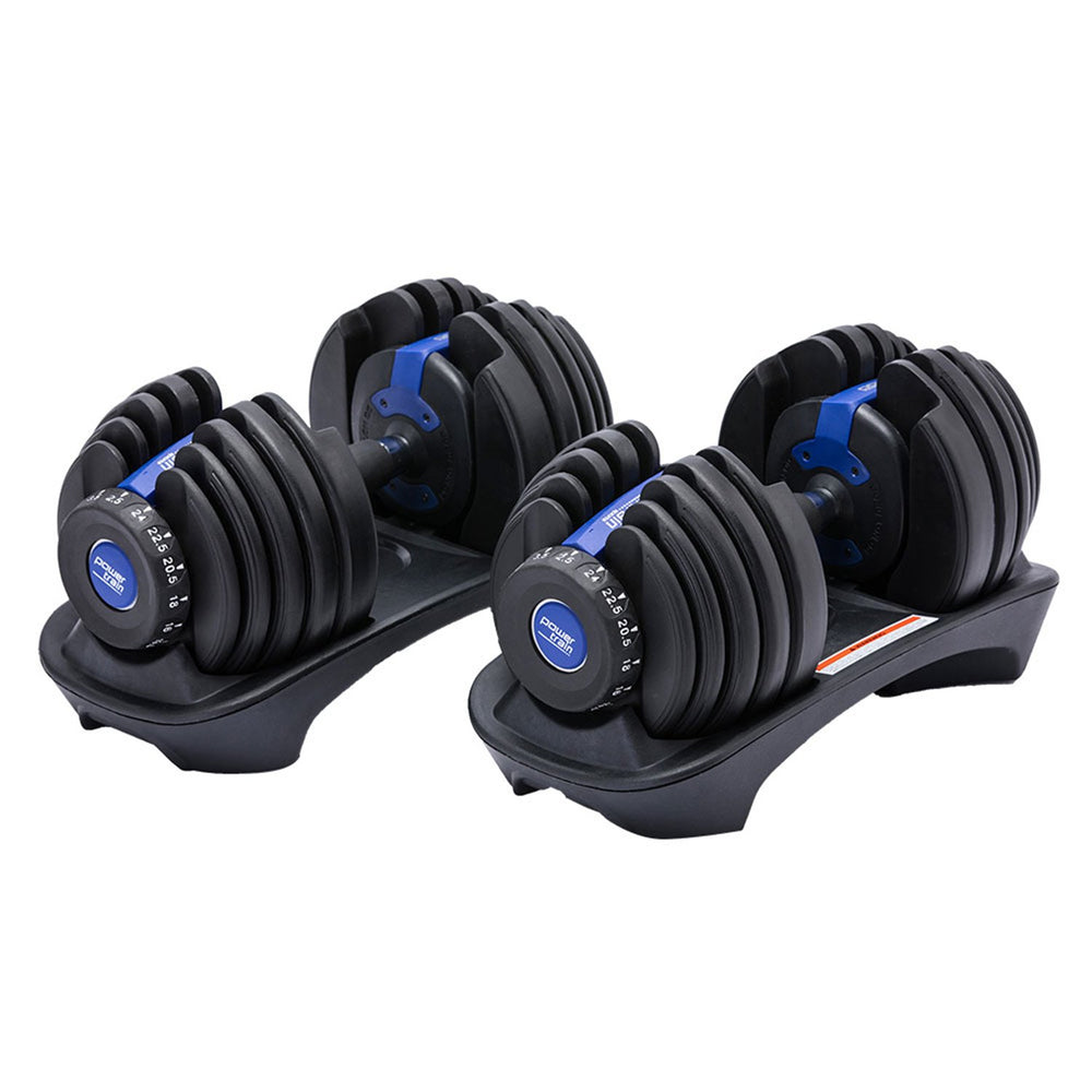 Powertrain 2x 24kg Adjustable Dumbbell Set - Blue