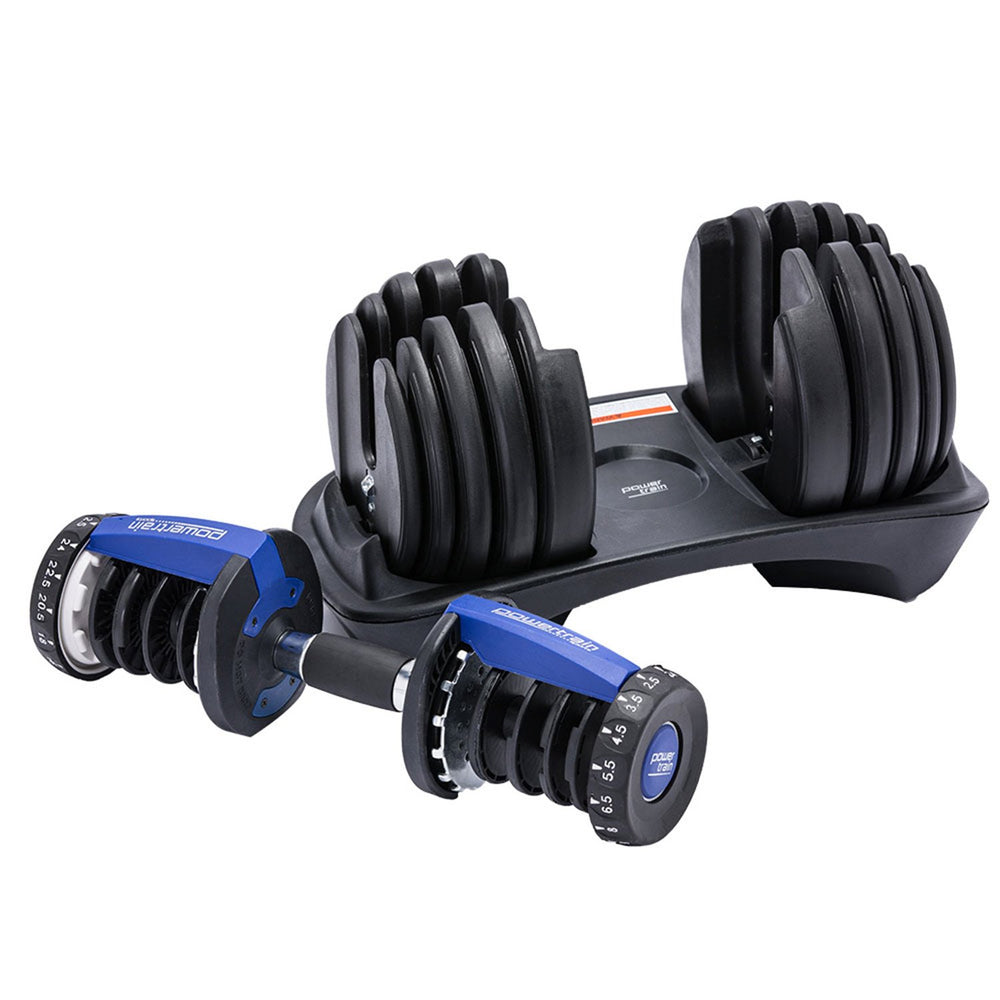 Powertrain 2x 24kg Adjustable Dumbbell Set - Blue