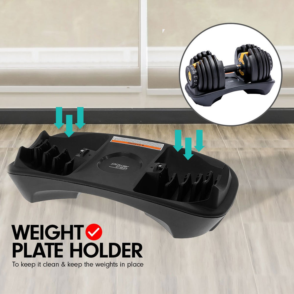 Powertrain 2x 24kg Adjustable Dumbbell Set with Stand- Gold