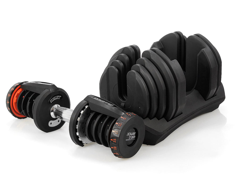 Powertrain 2x 40kg Adjustable Dumbbell Set with Stand