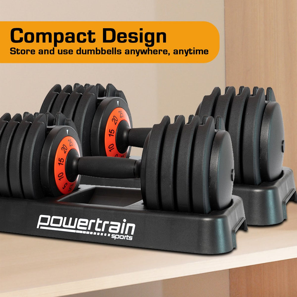 Powertrain 2x 25kg Gen2 Pro Adjustable Dumbbell Set