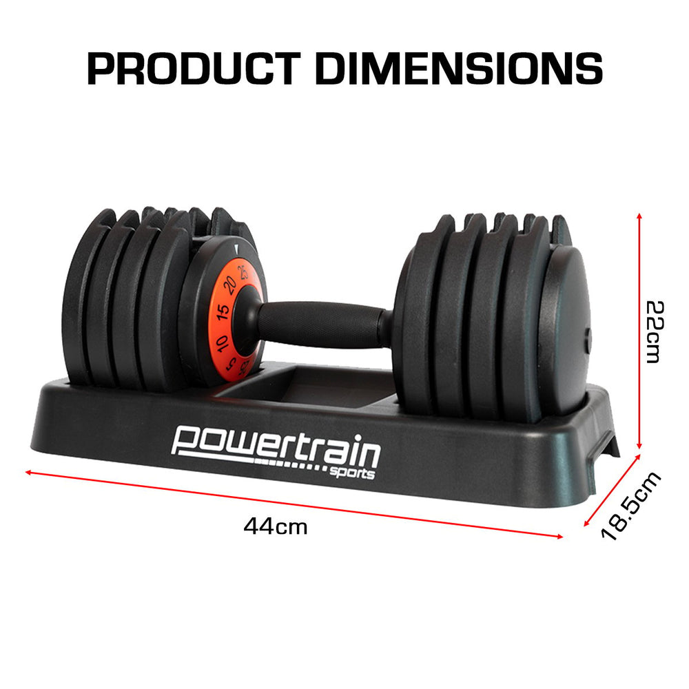 Powertrain 2x 25kg Gen2 Pro Adjustable Dumbbell Set