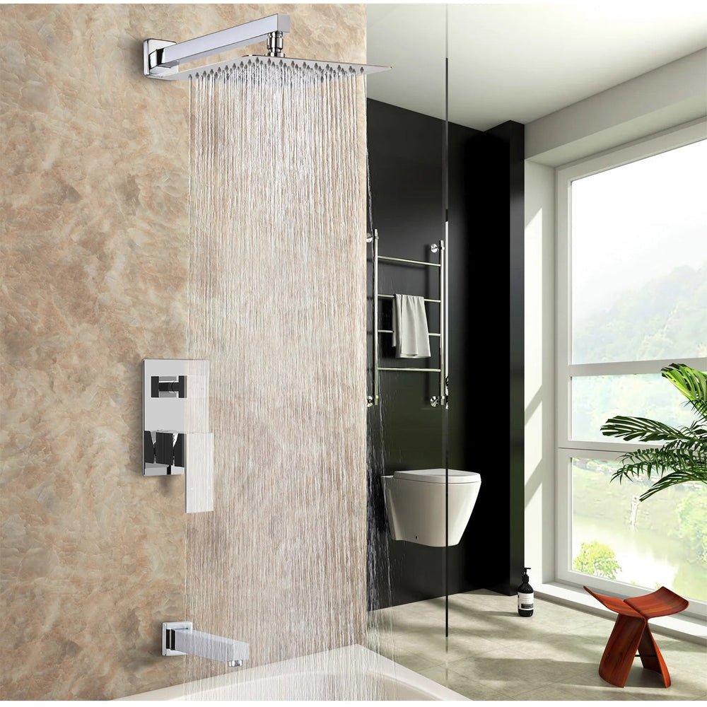 Chrome Watermark Wall Bath Spout Shower Mixer Tap Basin Faucet Valve 2 Modes DIY