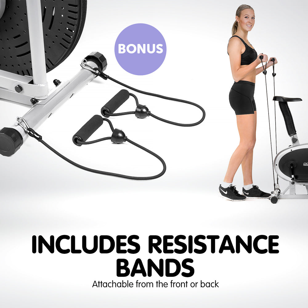 Powertrain 3-in-1 Elliptical Cross Trainer &amp; Exercise Bike with Resistance Bands