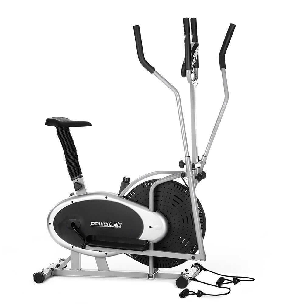 Powertrain 3-in-1 Elliptical Cross Trainer &amp; Exercise Bike with Resistance Bands