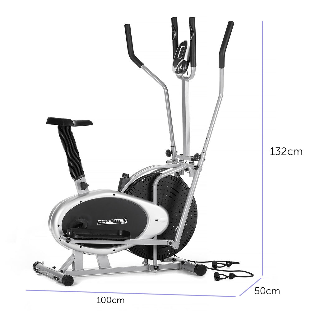 Powertrain 3-in-1 Elliptical Cross Trainer &amp; Exercise Bike with Resistance Bands