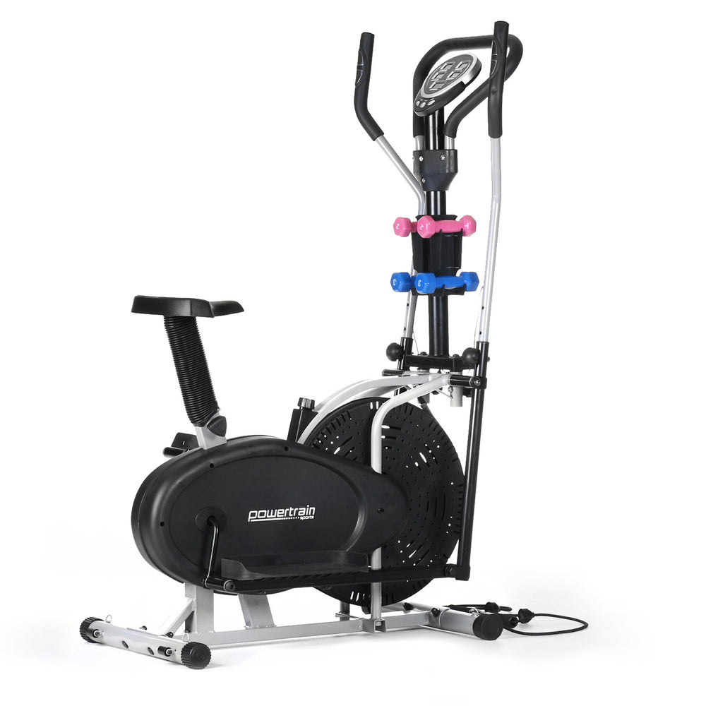 Powertrain 5-in-1 Elliptical Cross Trainer &amp; Spin Bike with Dumbbell Set