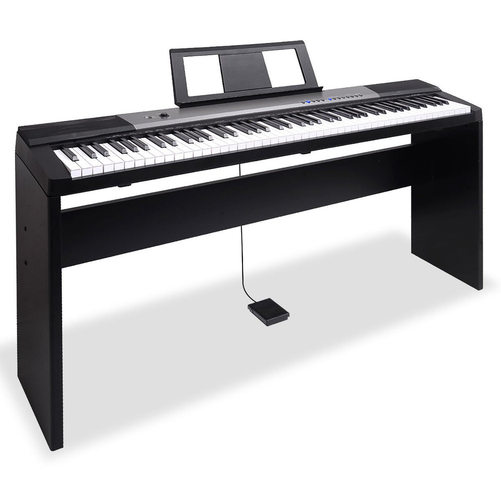 Karrera 88 Keys Electronic Keyboard Piano with Stand Pedal Black