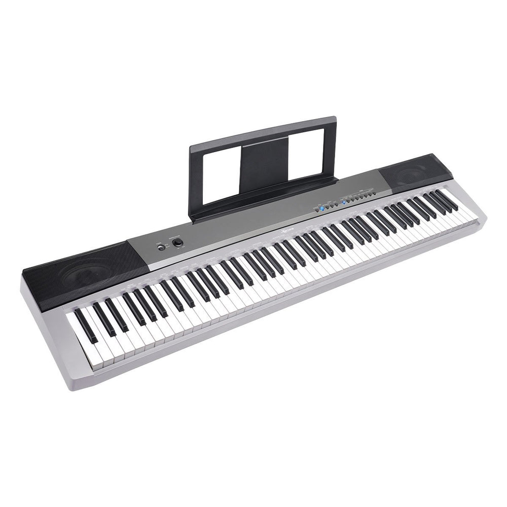 Karrera 88 Keys Electronic Keyboard Piano with Stand Pedal Silver