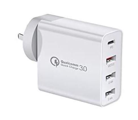 Fast Charging QC3.0 48W PD 3x USB + 1x Type C Wall Plug for iPhone Samsung Pixel iPad Laptop