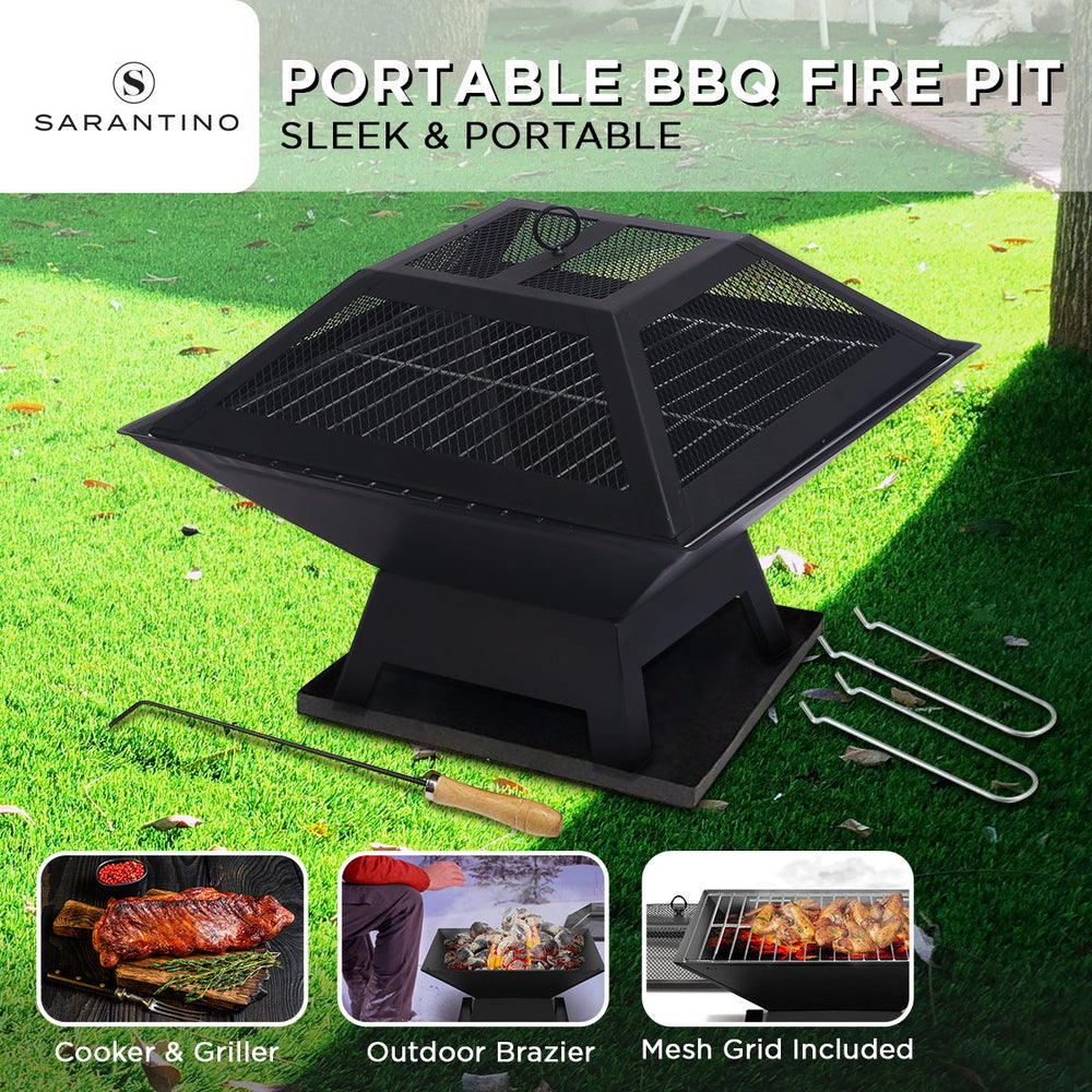 Wallaroo Portable BBQ Fire Pit with Mesh Cover