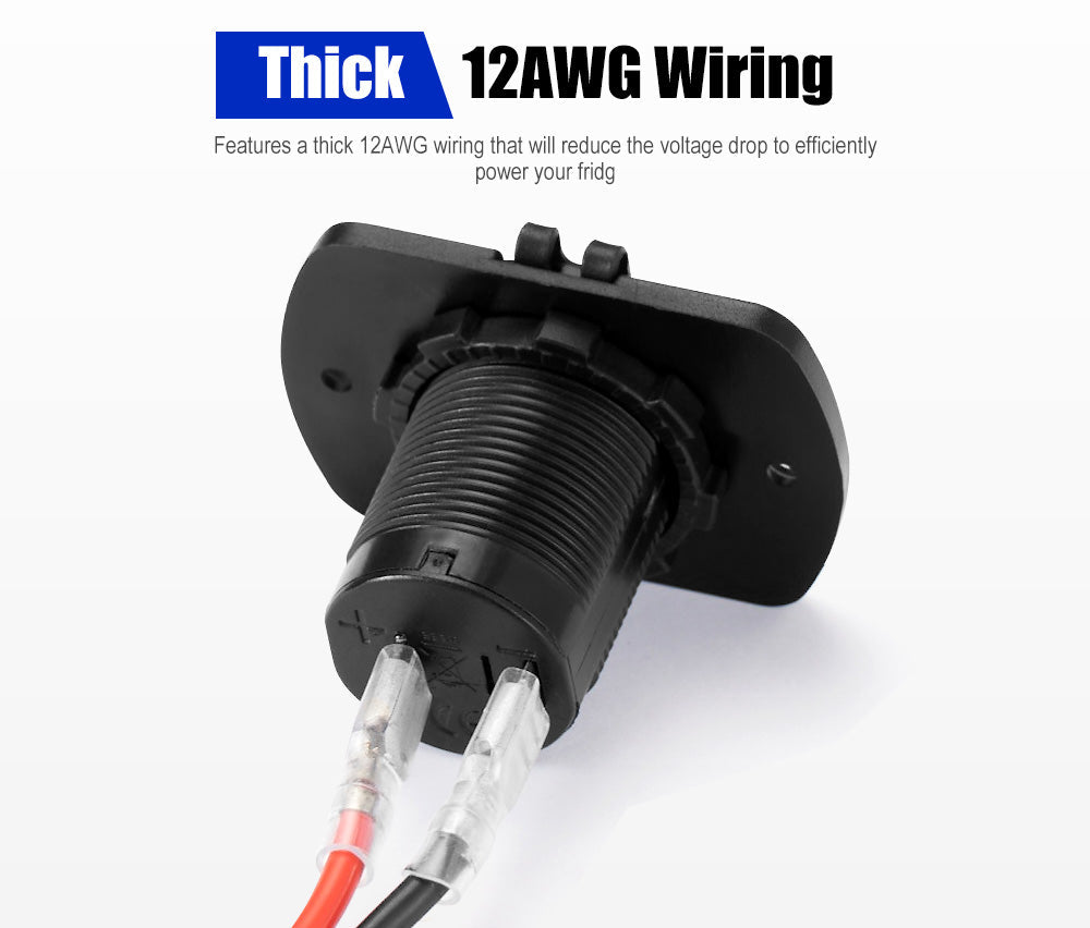 Atem Power 12V Fridge Wiring Kit 6M Cable DC Cig Socket Plug In-line Fuse 4x4 4WD