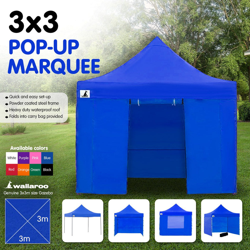 Wallaroo 3x3 Marquee - PopUp Gazebo - Blue