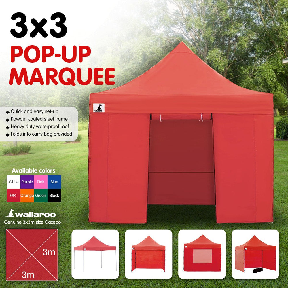 Wallaroo 3x3 Marquee - PopUp Gazebo - Red