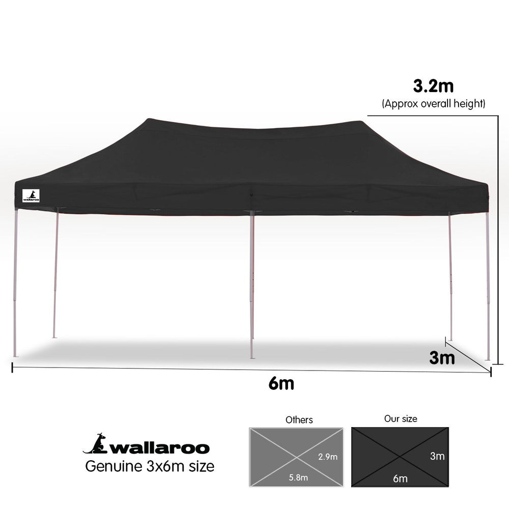 Wallaroo 3x6 Marquee - PopUp Gazebo - Black