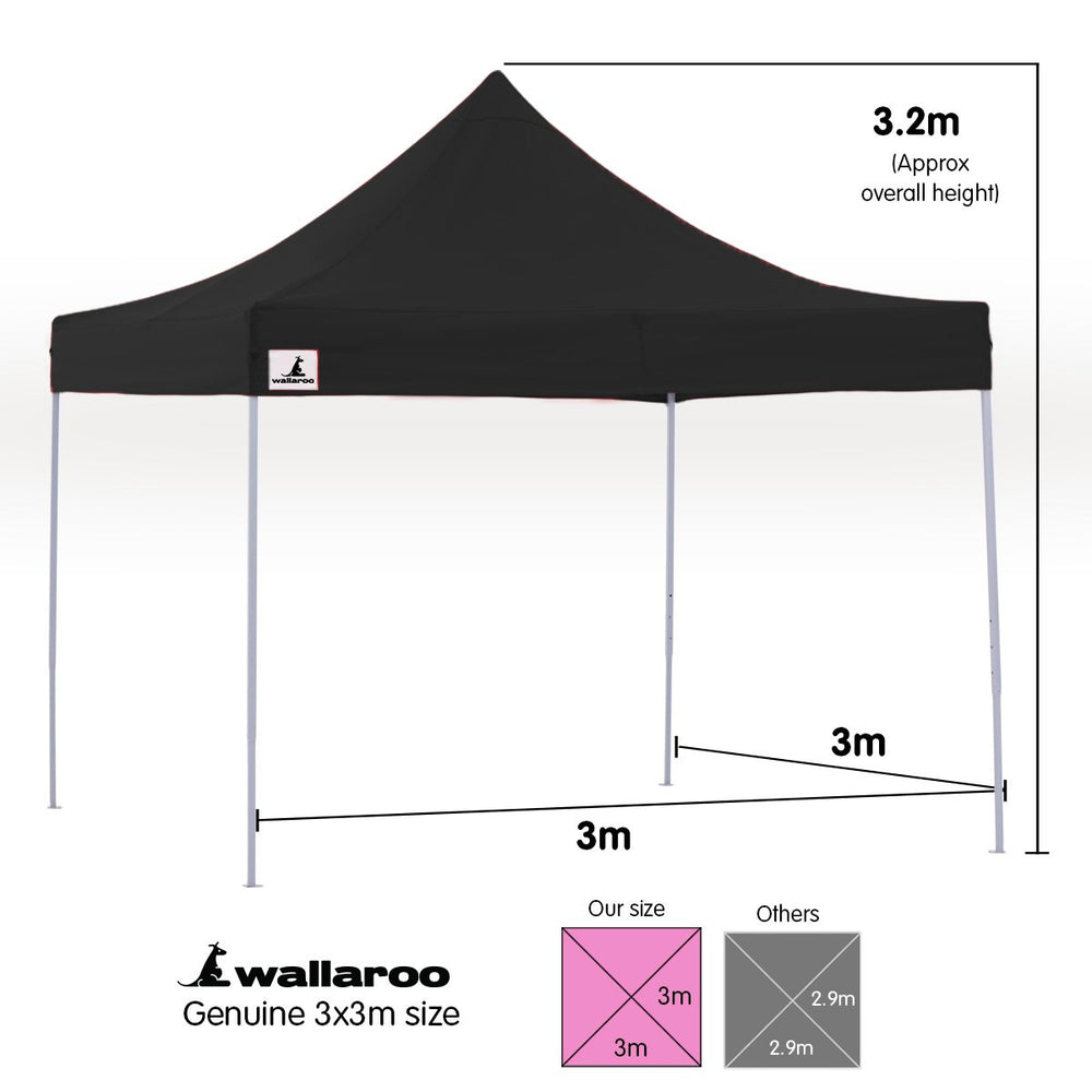 Wallaroo 3x 3Pop Up Marquee Gazebo - Black