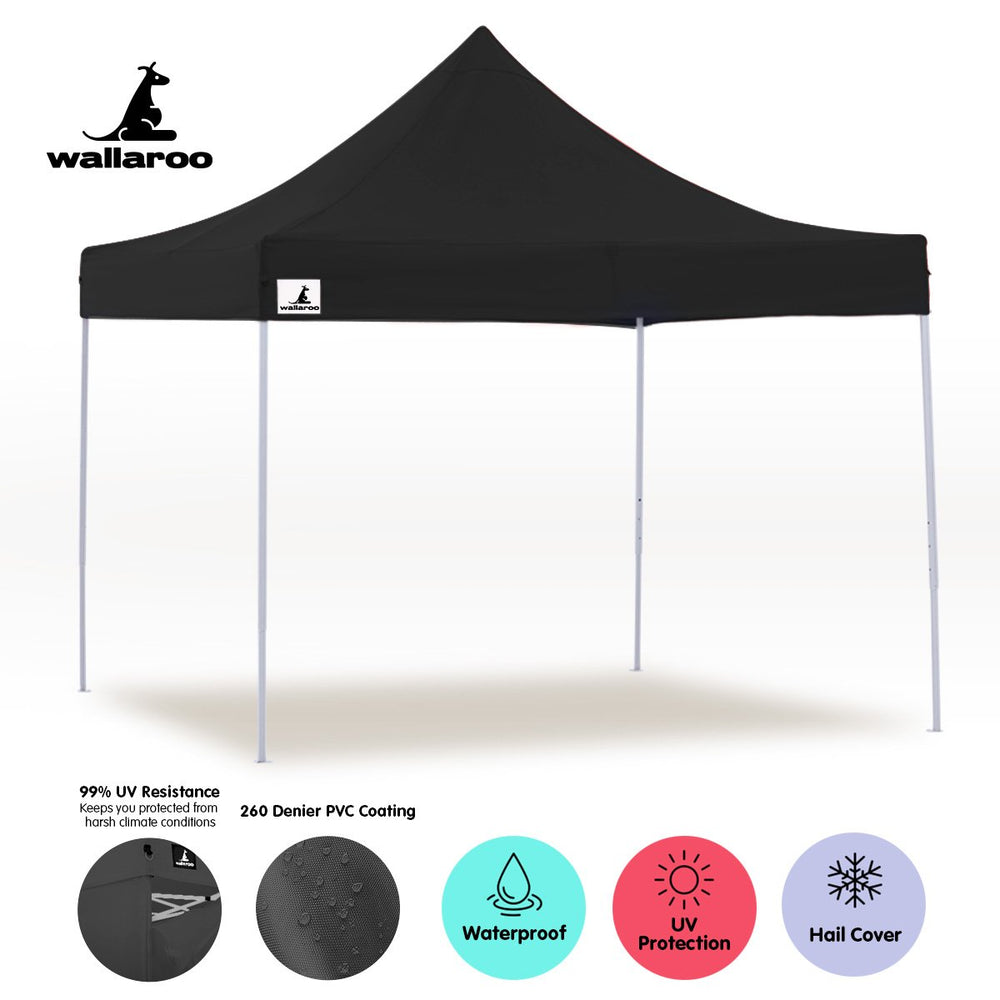 Wallaroo 3x 3Pop Up Marquee Gazebo - Black