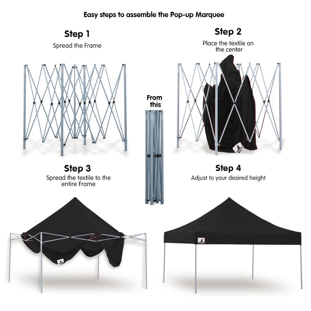 Wallaroo 3x 3Pop Up Marquee Gazebo - Black