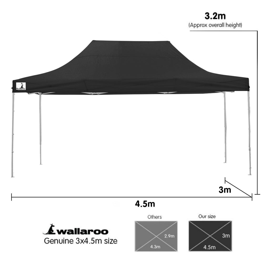 Wallaroo 3x4.5m Popup Gazebo Black