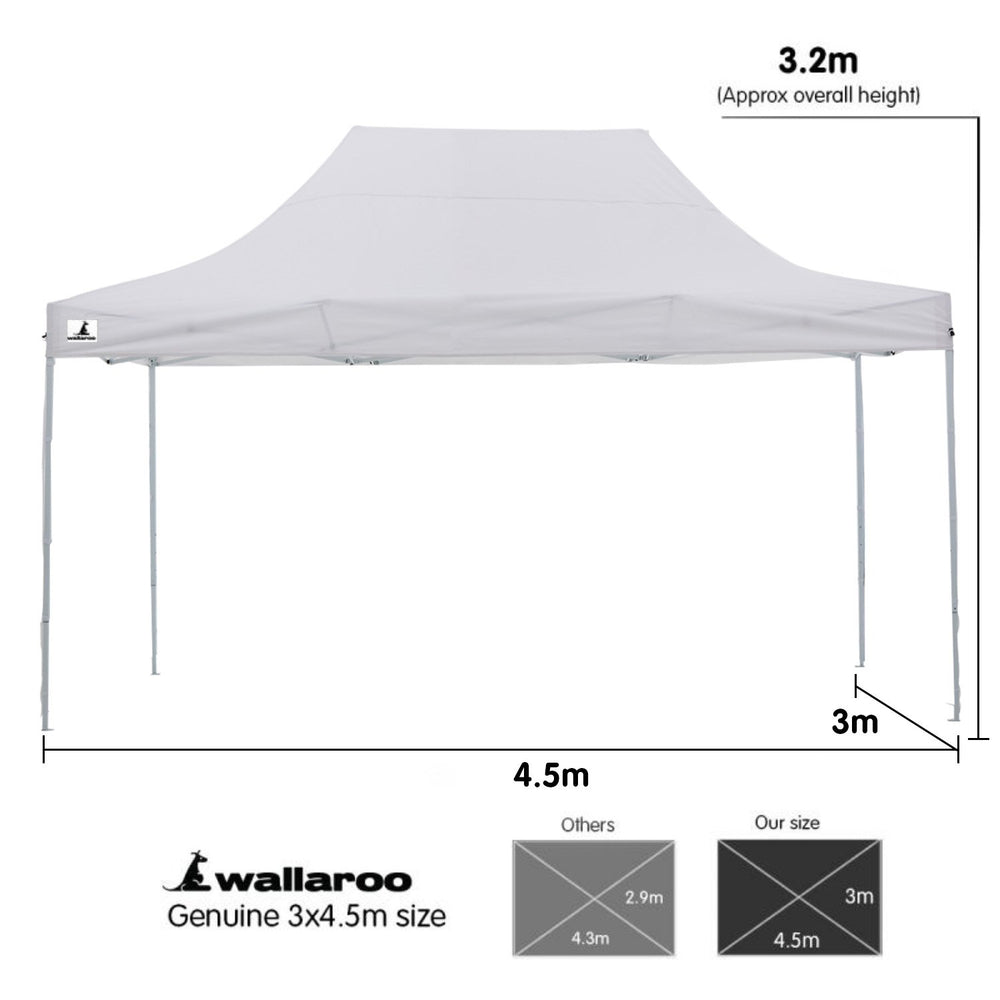 Wallaroo 3x4.5m Popup Gazebo White