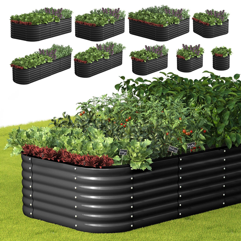 Livsip 9-IN-1 Raised Garden Bed Modular Kit Planter Oval Galvanised Steel 56CM H