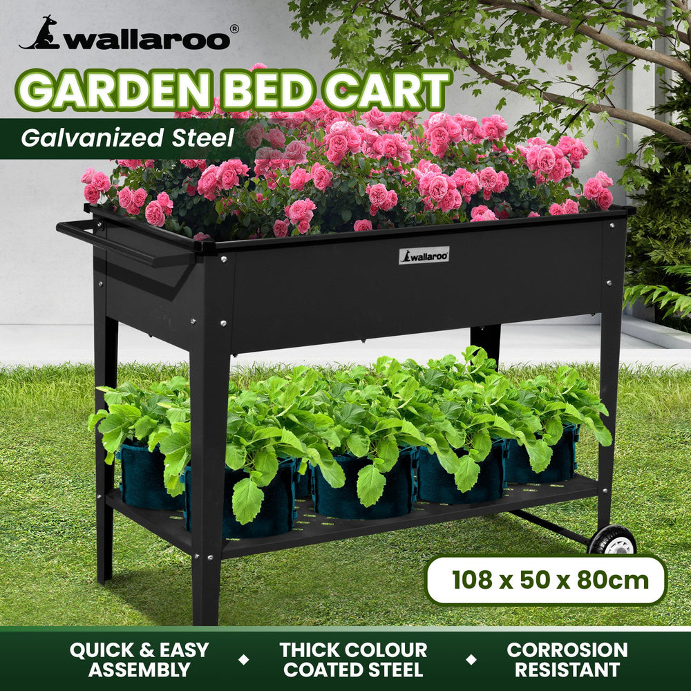 Wallaroo Garden Bed Raised 108.5 x 50.5 x 80cm - Black