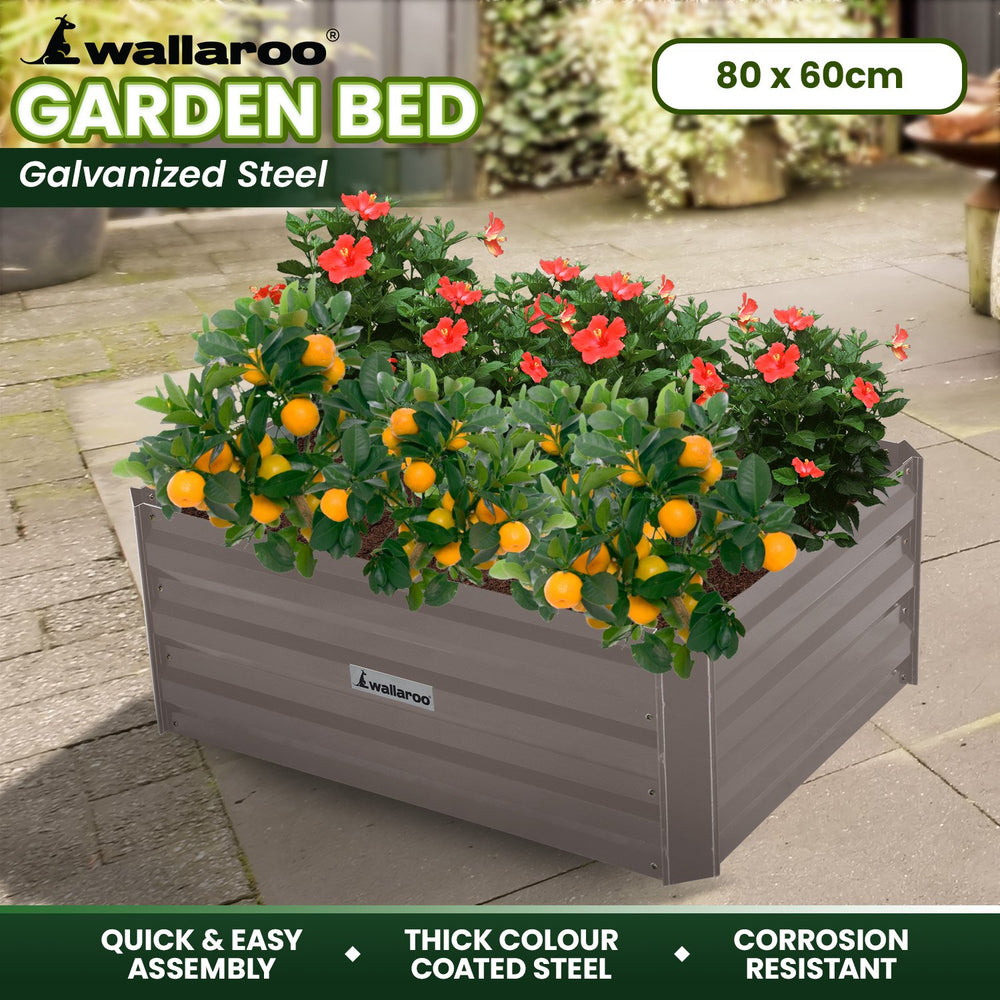 Wallaroo Garden Bed 80 x 60 x 30cm - Grey