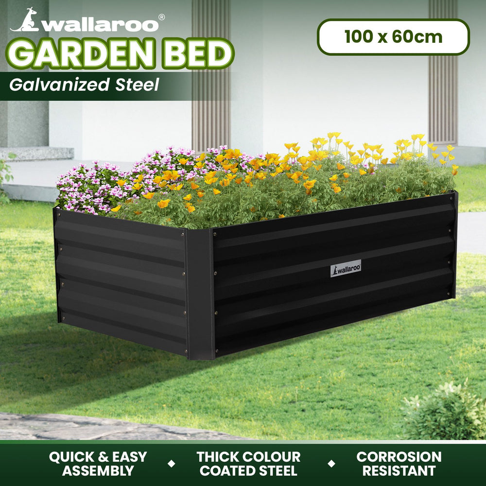 Wallaroo Garden Bed 100 x 60 x 30cm - Black
