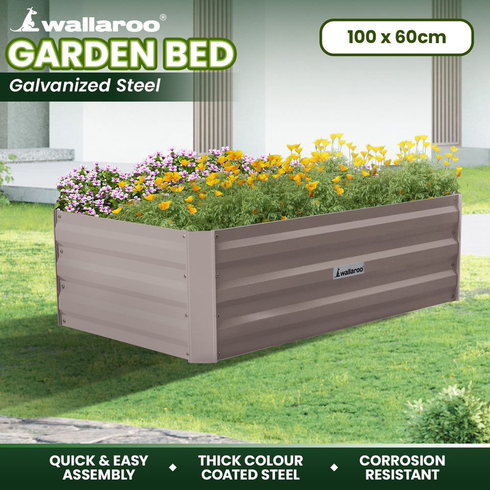 Wallaroo Garden Bed 100 x 60 x 30cm - Grey
