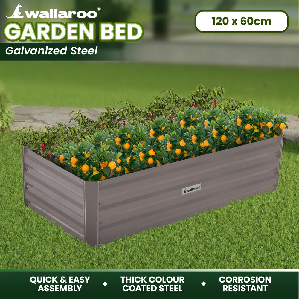 Wallaroo Garden Bed 120 x 60 x 30cm - Grey