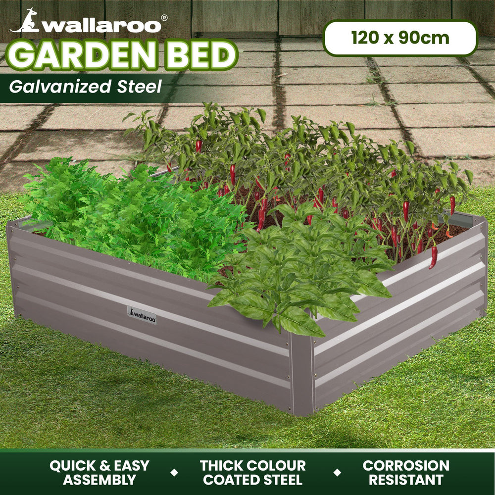 Wallaroo Garden Bed 120 x 90 x 30cm - Grey