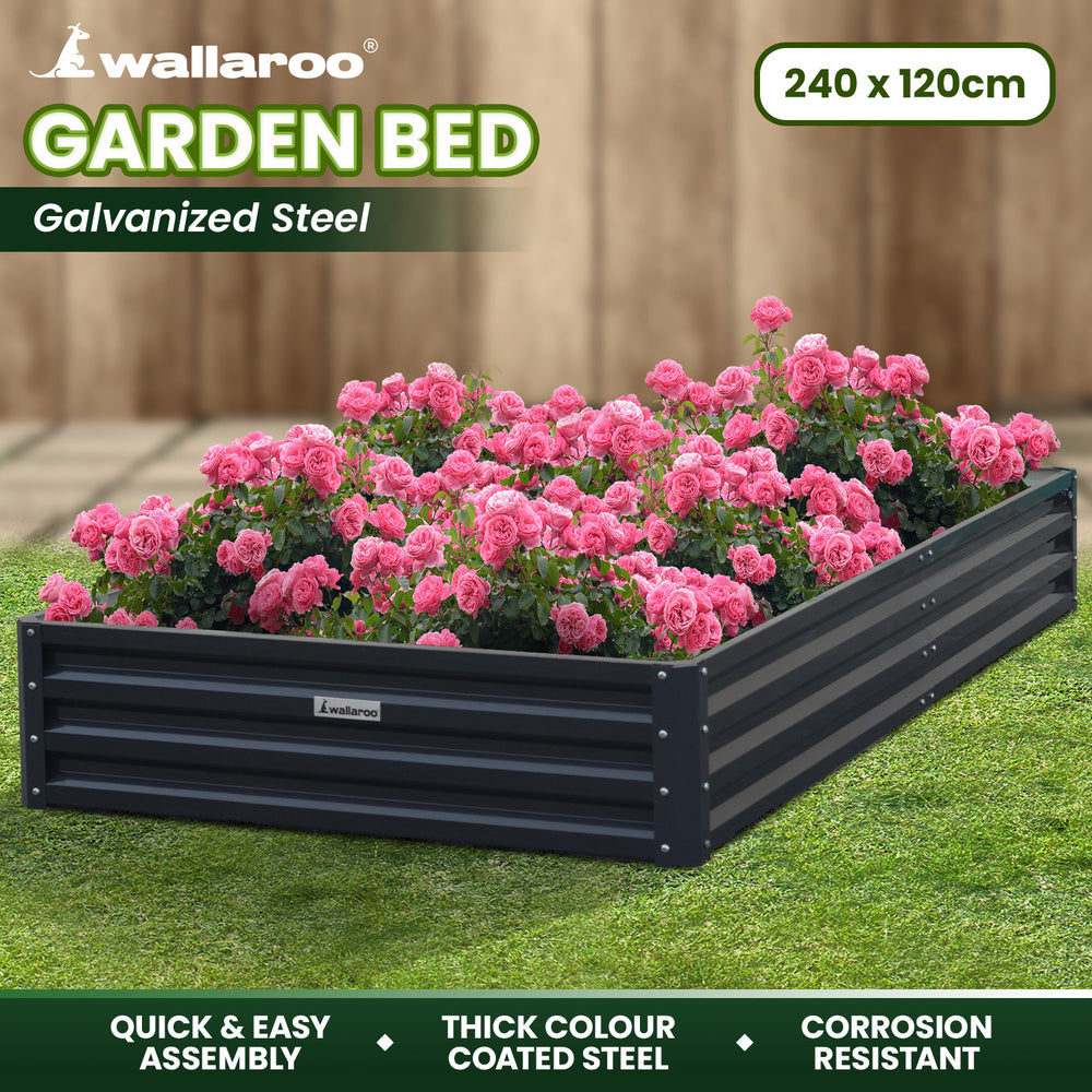 Wallaroo Garden Bed 240 x 120 x 30cm - Black