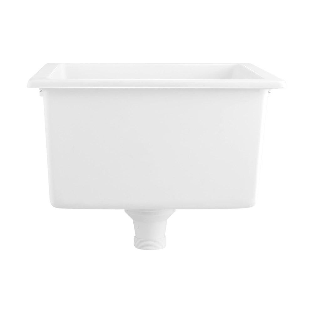 Welba Kitchen Sink Stone Sink Granite Laundry Basin Single Bowl 45cmx45cm White