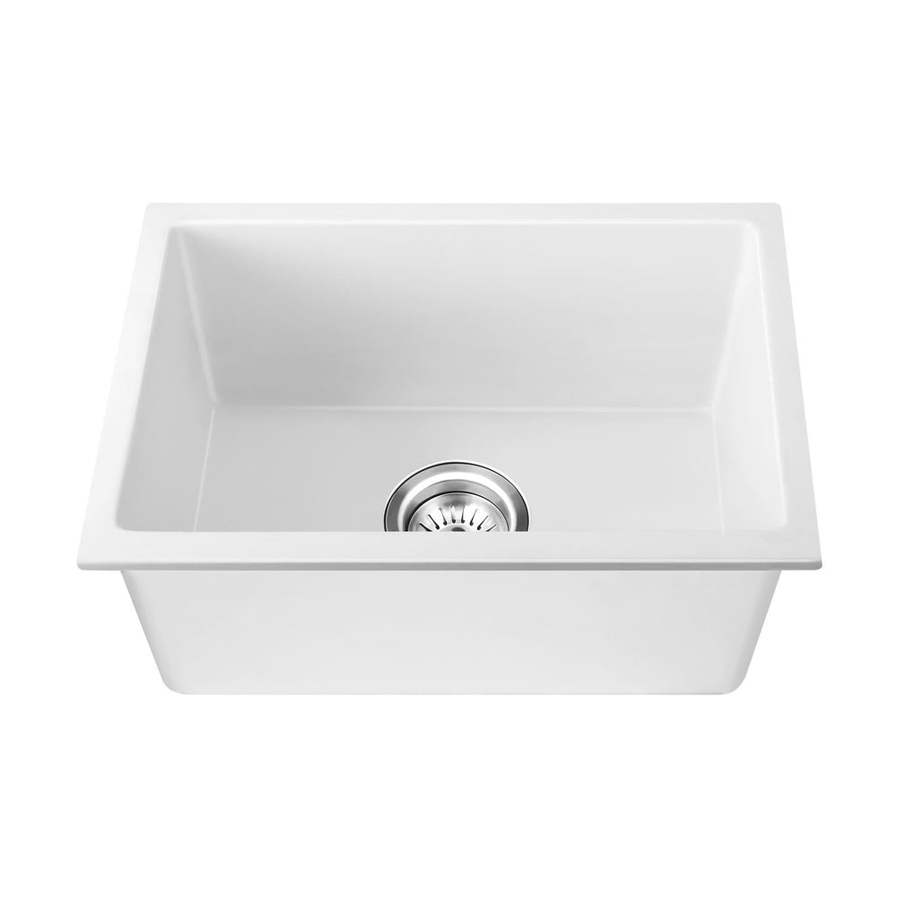 Welba Kitchen Sink 55x45cm Granite Stone Sink Laundry Basin Single Bowl White