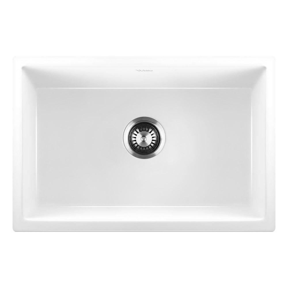 Welba Kitchen Sink 70x45cm Granite Stone Sink Laundry Basin Single Bowl White