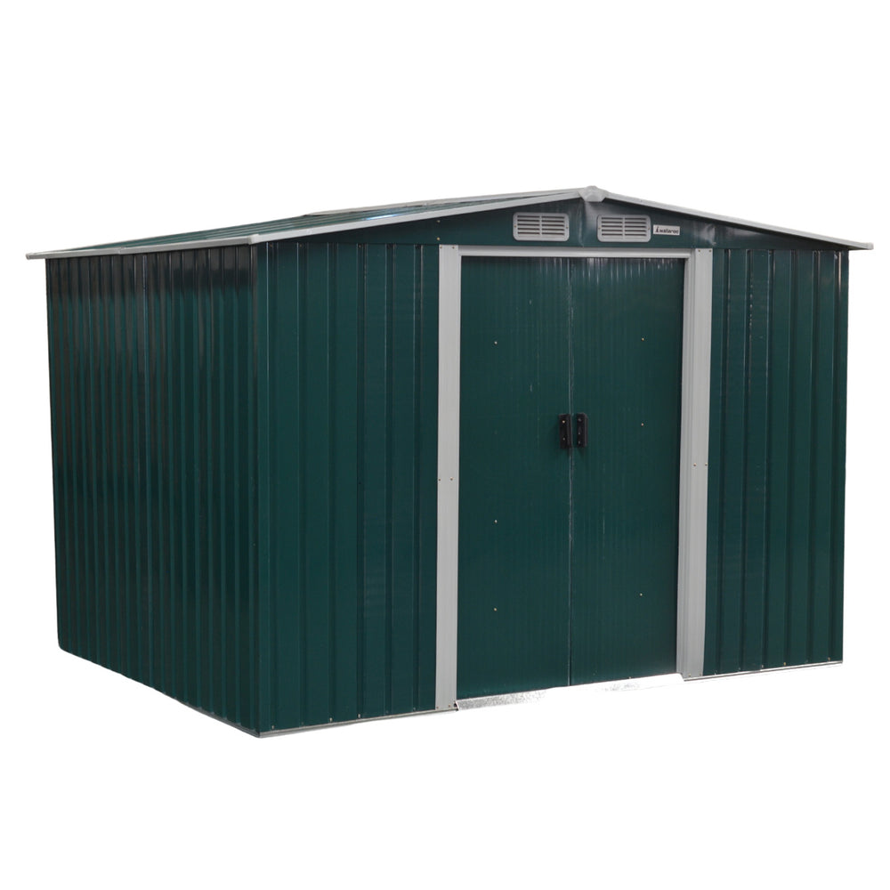 Wallaroo 8ft x 8ft Garden Shed Spire Roof Outdoor Storage - Green