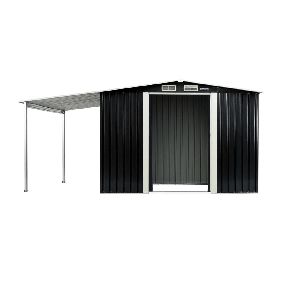 Wallaroo 8ft x 8ft Garden Shed with Open Storage - Black