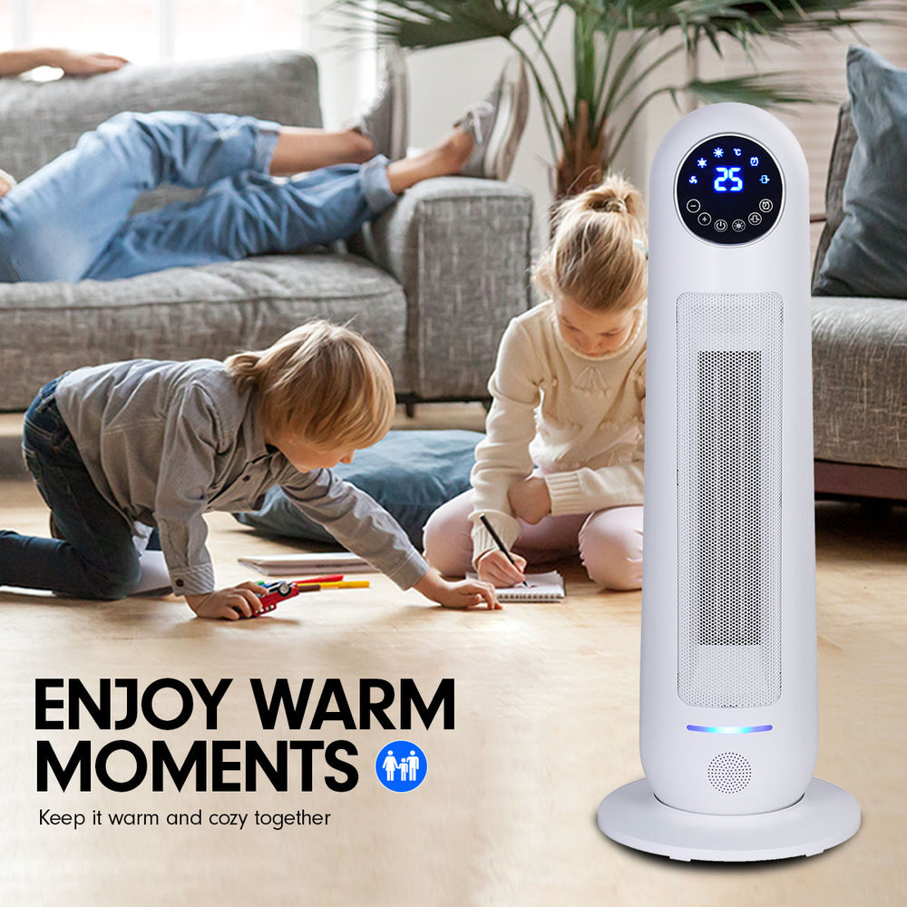 Pronti Electric Tower Heater 2200W with Remote Control - White
