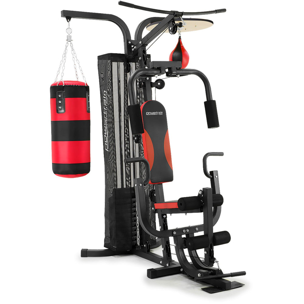 Powertrain Home Gym Multi Station with 110lb Weights, Boxing Punching Bag and Speed Bag