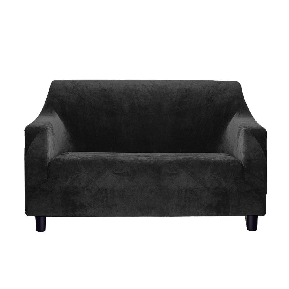 Marlow Sofa Covers 2 Seater High Stretch Slipcover Protector Couch Cover Black