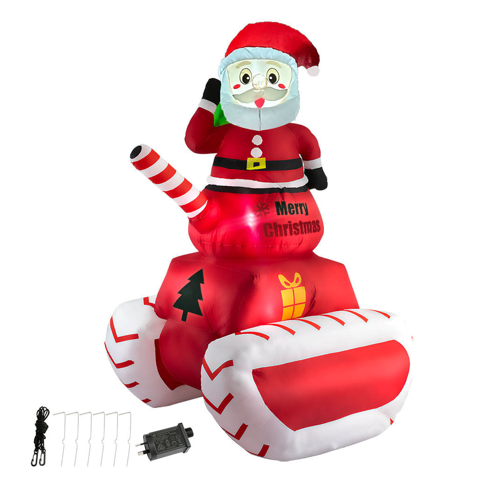 Santaco Christmas Inflatable Santa Claus Tank 1.8M Xmas Decor LED Lights Outdoor