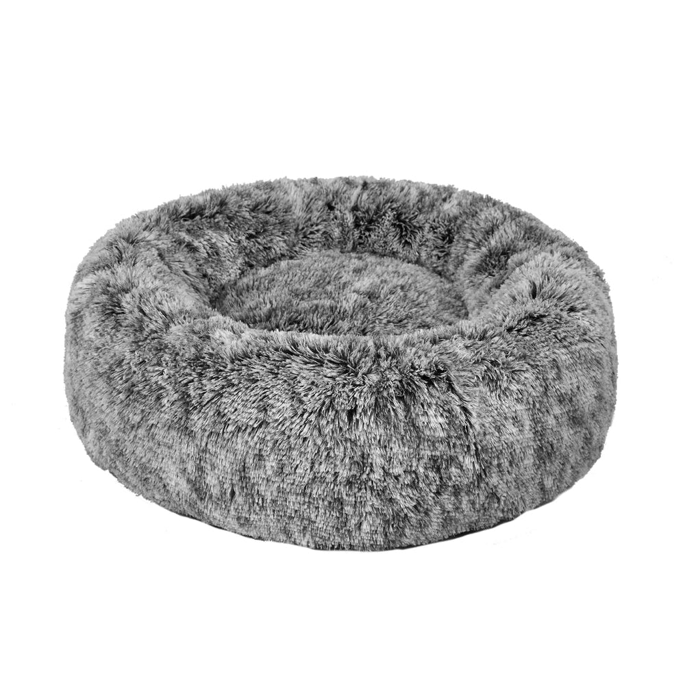 Pawz Pet Bed Cat Dog Donut Nest Calming Mat Soft Plush Kennel Charcoal Size M