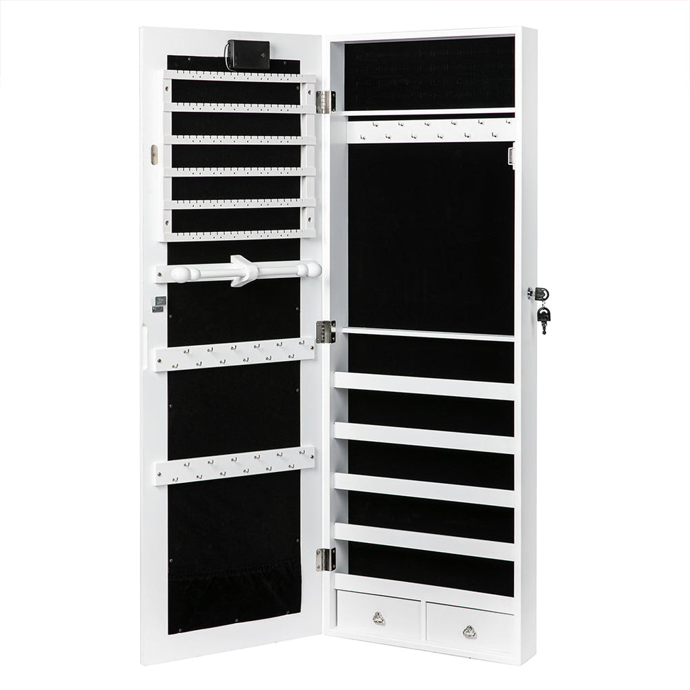 Levede Mirror Jewellery Cabinet Touch LED Lockable Organiser Box Makeup