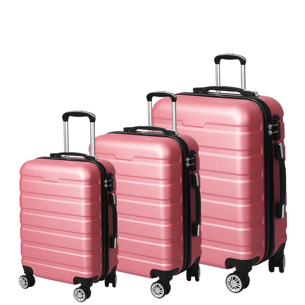 Slimbridge 3PC Luggage sets Suitcase 20&quot; 24&quot; 28&quot; Travel TSA Hard Case Rose Gold