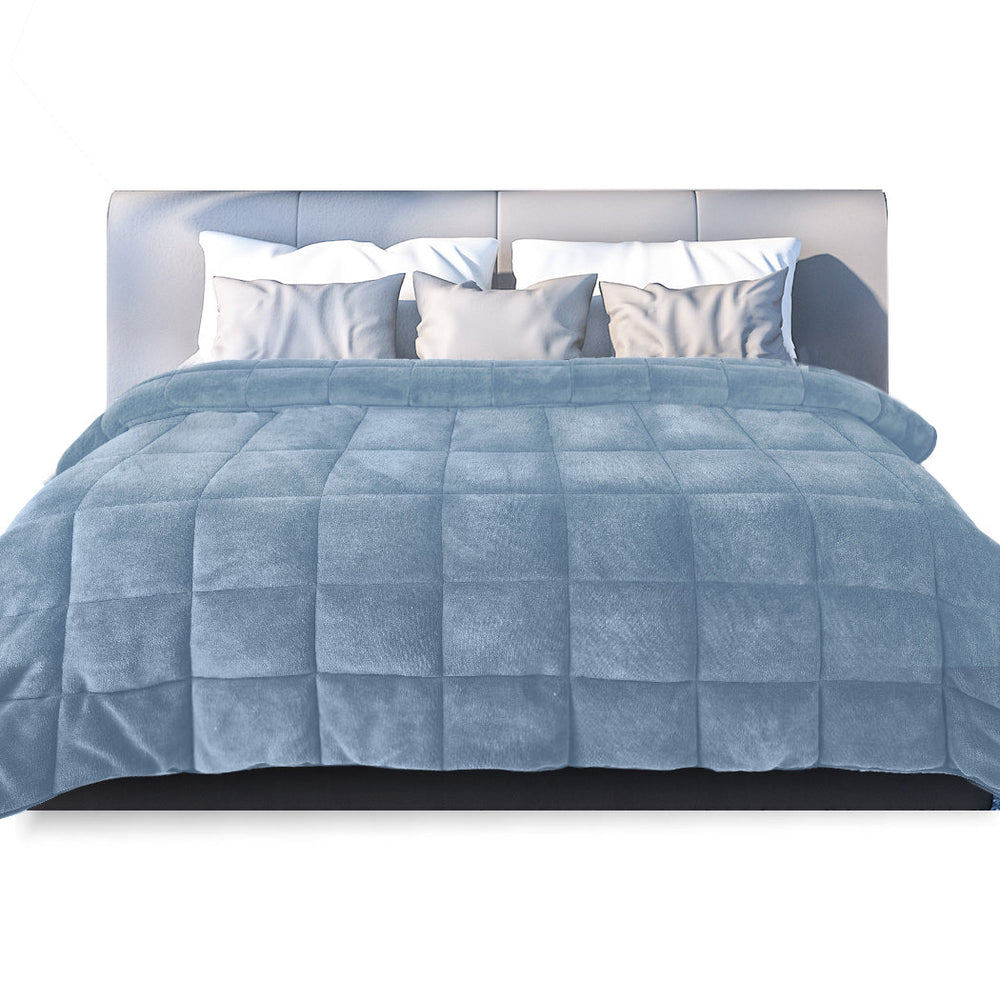 Dreamz Quilt Doona Comforter Blanket Velvet Winter Warm Queen Bedding Blue