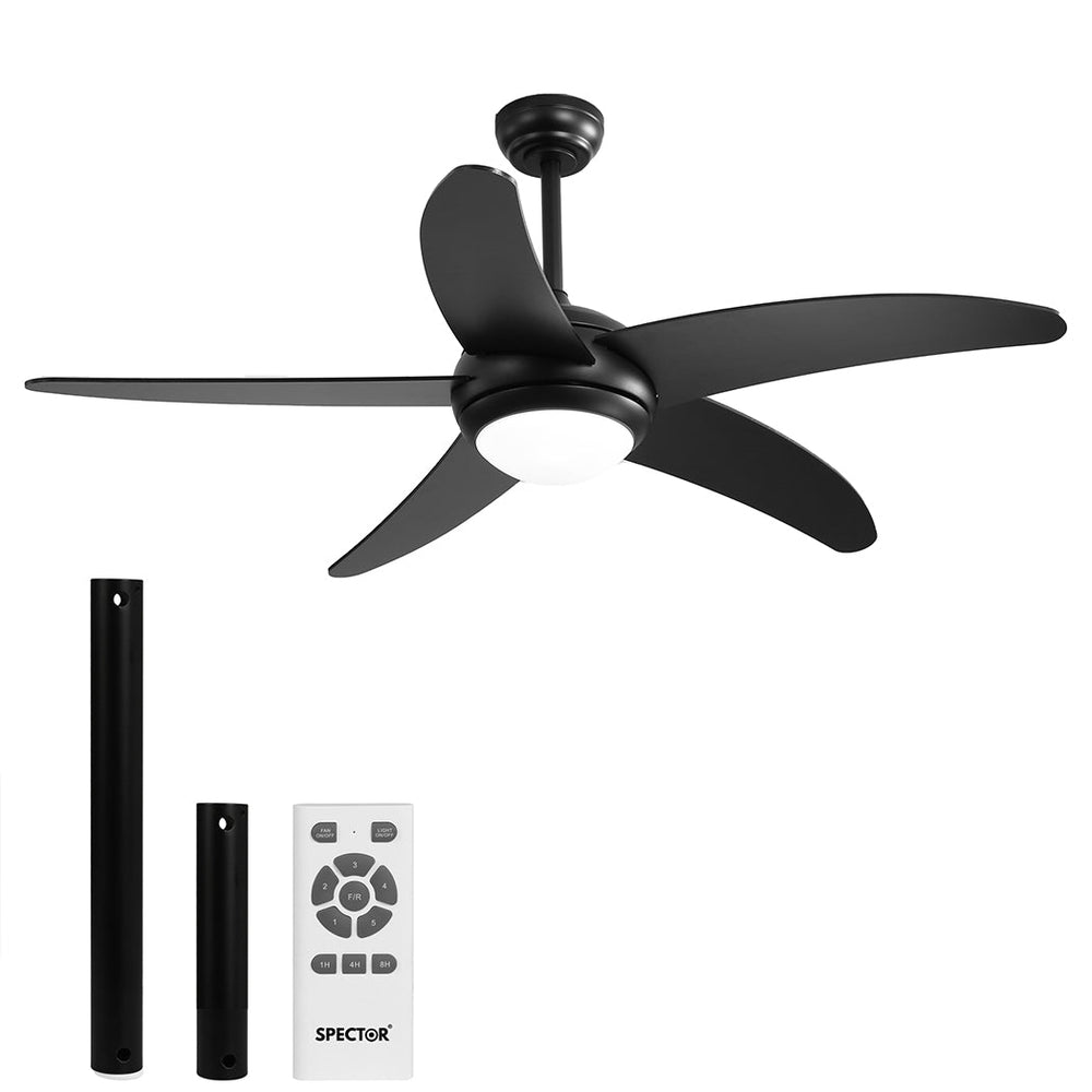 Spector 52&#39;&#39; Ceiling Fan LED Light DC Motor Remote Control 5 Speed Wooden Blade