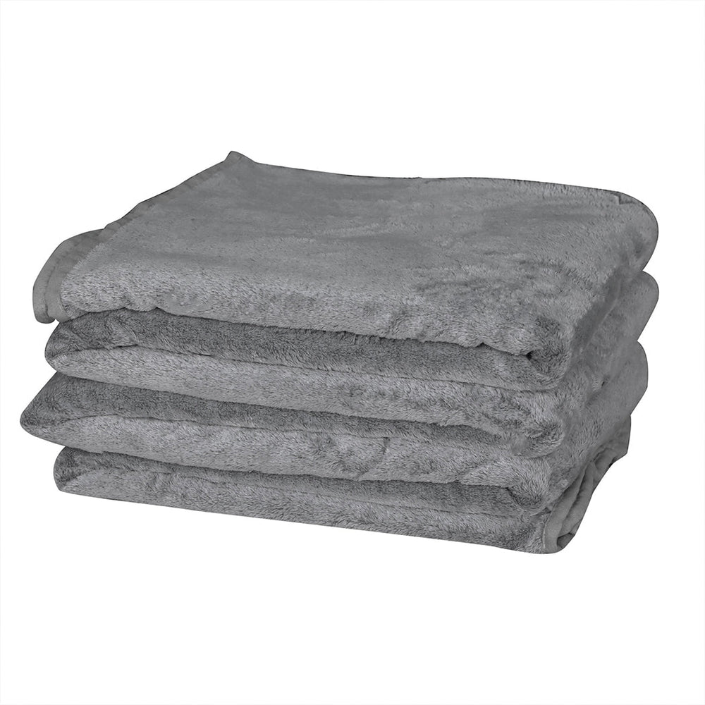 Dreamz 3x3M Large Oversized Blanket Throw Faux Fur Fleece Bed Warm Rug Sofa Grey