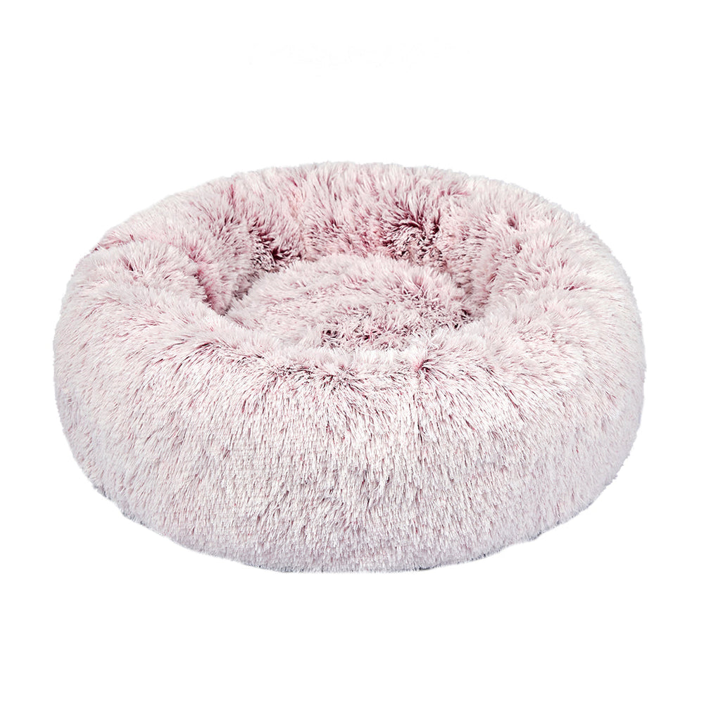 Pawz Pet Bed Cat Dog Donut Nest Calming Mat Soft Plush Kennel Pink L